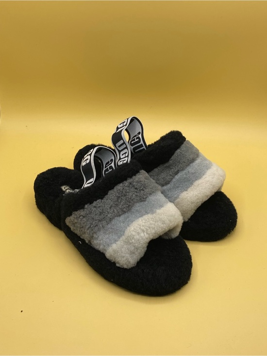 UGG Shoes - UGG Black and Gray Ombre Shearling Slide Sandals